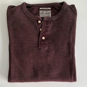 Lucky Brand Men's Dark Red/Brown Long Sleeve Henley Shirt Size Medium
